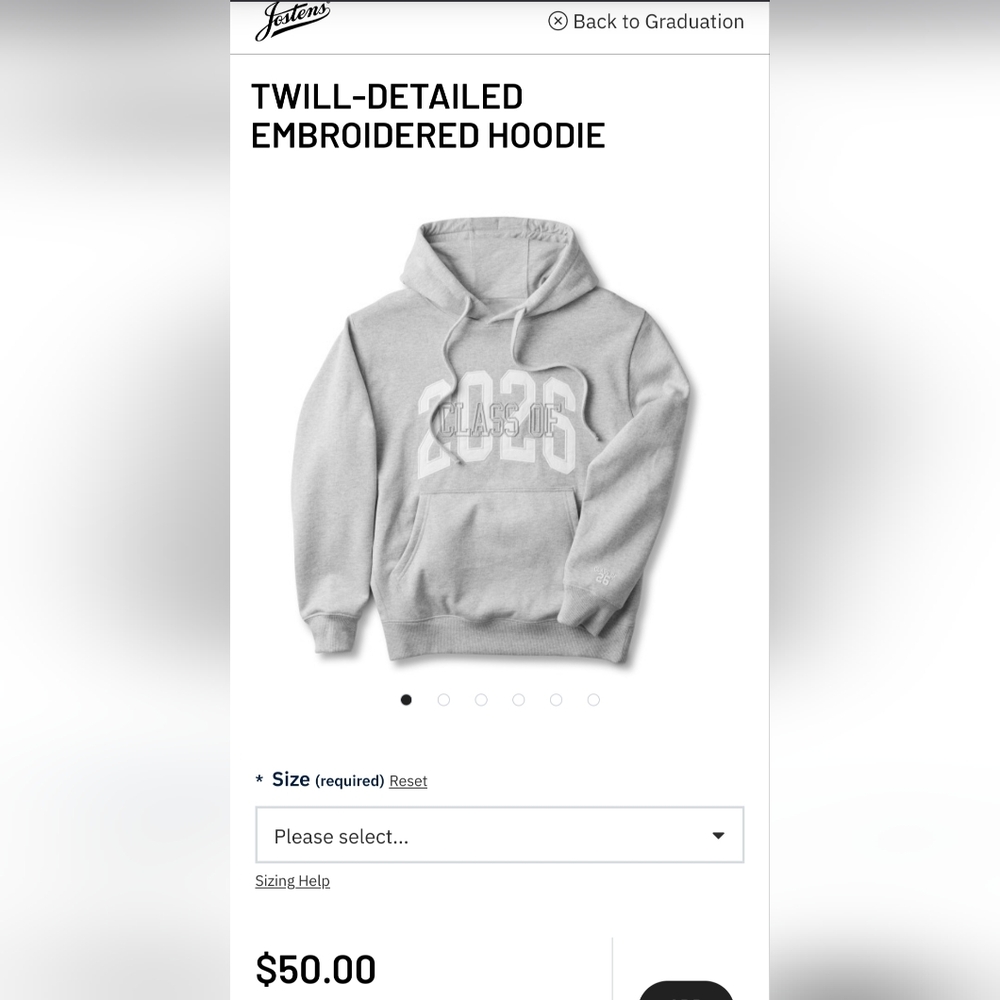 Class of 2026 Jostens Grey Hoodie Size L NWOT